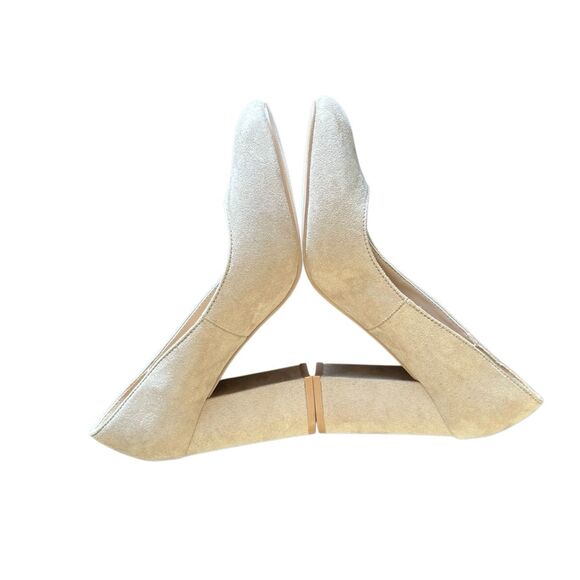 JF Women’s Beige Block Heel Faux Suede Pumps Size 8 - Picture 7 of 12